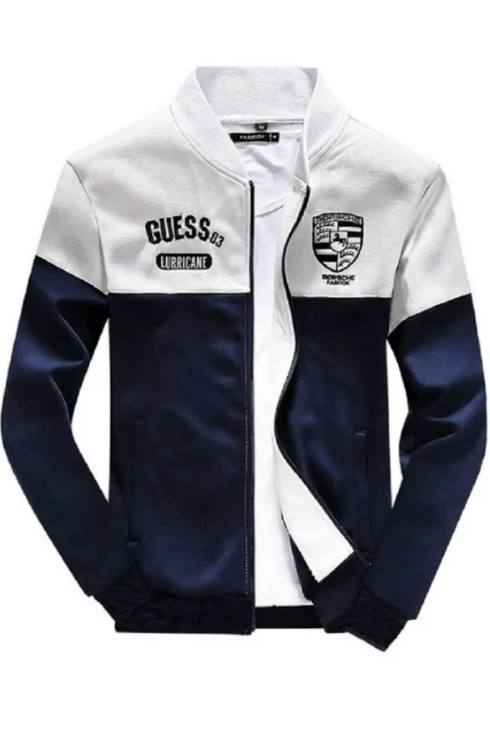 Stylish Premium Winter Jacket For Men - White and Navy